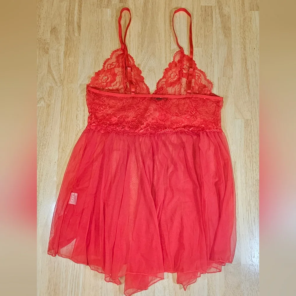 Red Lace Baby Doll Dress Set - Picture 11 of 15